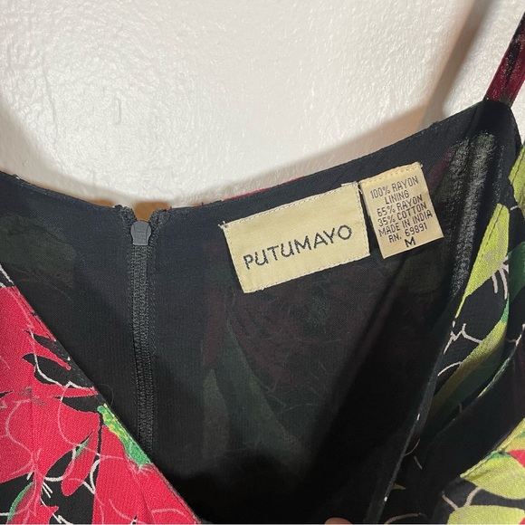 VINTAGE Putumayo Lined Dress Double Slits Size Medium - Picture 3 of 8